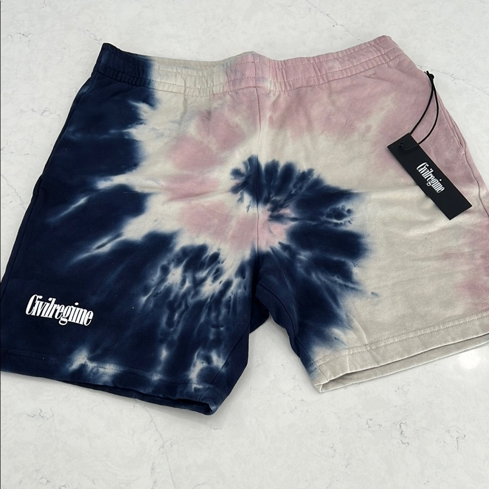 Athletic Tie-Dye Shorts Pink and Blue